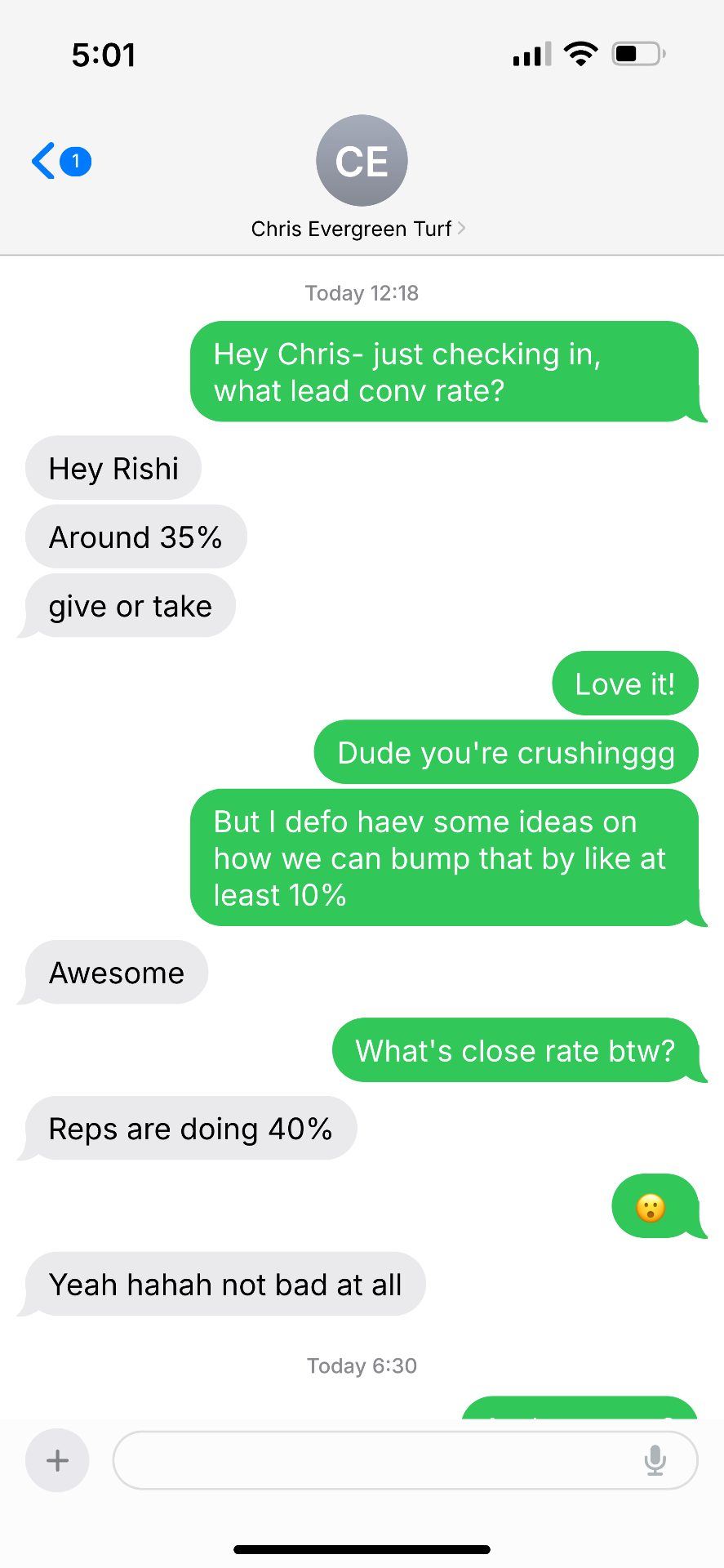 Chris's results screenshot