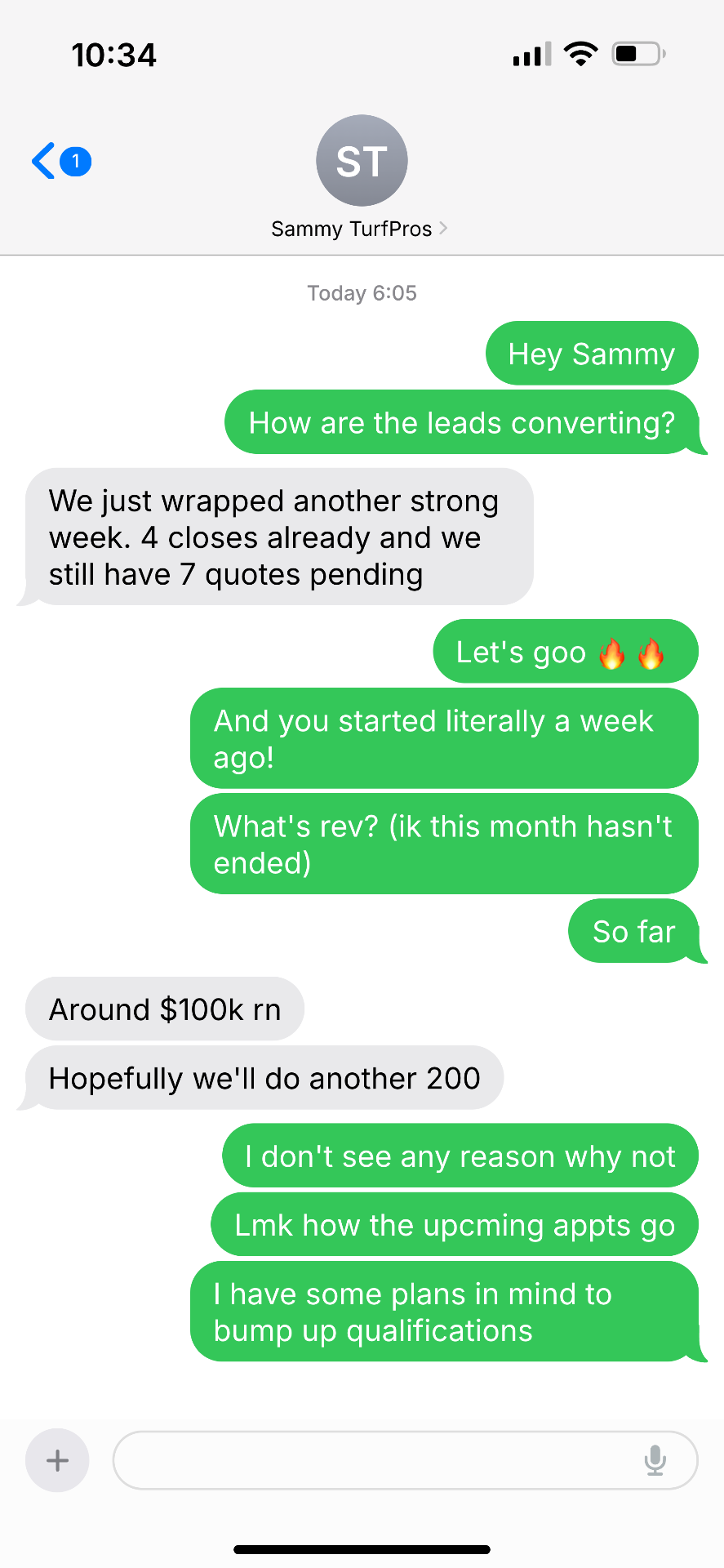 Sammy's results screenshot
