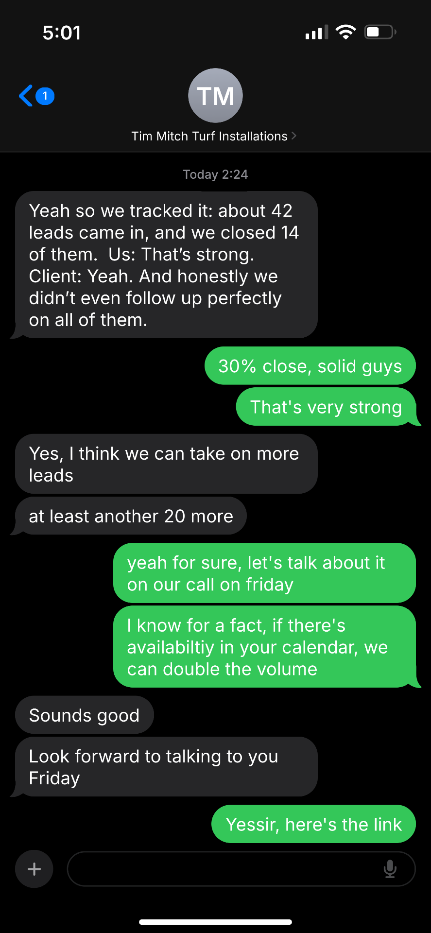 Tim's results screenshot
